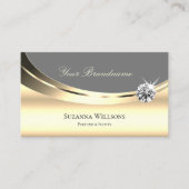 Stijlvolle Gold Grey met Logo en Sparkly Diamond Visitekaartje (Voorkant)