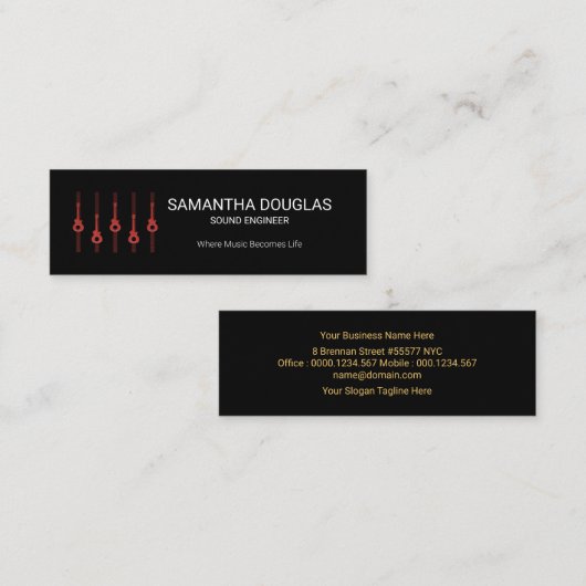 Stijlvolle Gold Guitar Equalizer Panel Sound Engin Mini Visitekaartje (Voorkant / Achterkant)