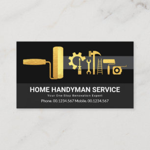 Stijlvolle Gold Handyman Tools Renovation Visitekaartje