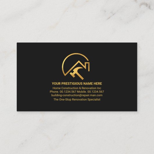 Stijlvolle Gold Handyman Tools Stripe Remodeling Visitekaartje (Achterkant)