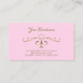 Stijlvolle Gold  hoeken Initialen Lichtroze Visitekaartje (Achterkant)