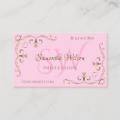 Stijlvolle Gold  hoeken Initialen Lichtroze Visitekaartje (Voorkant)