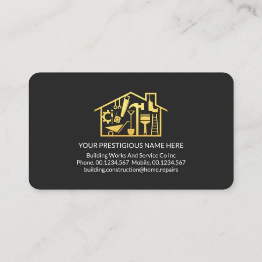 Stijlvolle Gold Home Reparaties Aannemer Visitekaartje (Achterkant)