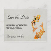Stijlvolle Gold Koi Fish Save the Date Uitnodiging Briefkaart (Voorkant)