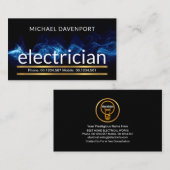 Stijlvolle Gold Line Electric Blue Lightning Visitekaartje (Voorkant / Achterkant)