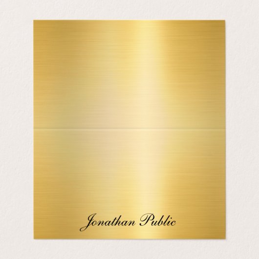 Stijlvolle Gold Modern Calligraded Name Sjabloon T Visitekaartje (Buitenkant ongevouwen)