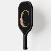 Stijlvolle Gold Monogram C met roze bloemen Pickleball Paddle (Links)