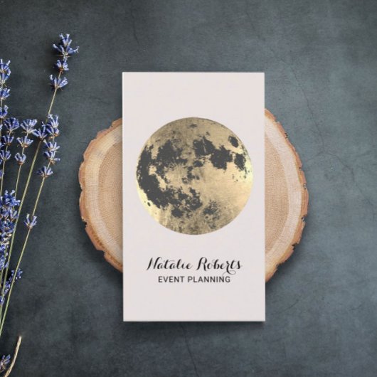Stijlvolle Gold Moon Modern Event Planning Visitekaartje
