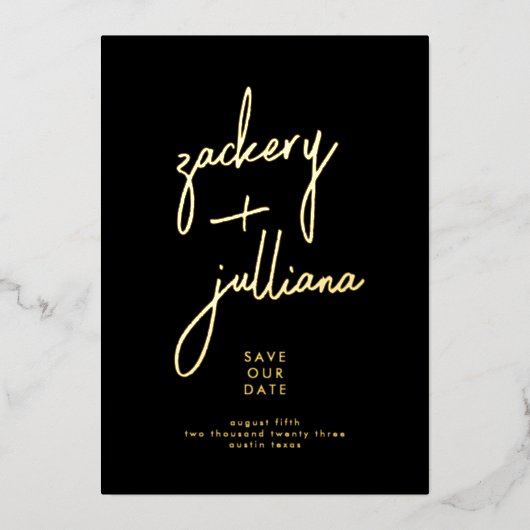 Stijlvolle GOLD NAMES | Aangepast foto opslaan Dat Folie Uitnodiging (Voorkant)