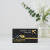 Stijlvolle Gold Rooftop Border Roofing Contractor Visitekaartje (Staand voorkant)