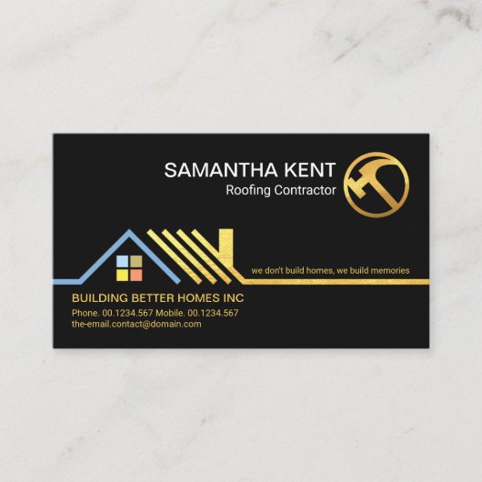 Stijlvolle Gold Rooftop Border Roofing Contractor Visitekaartje (Voorkant)