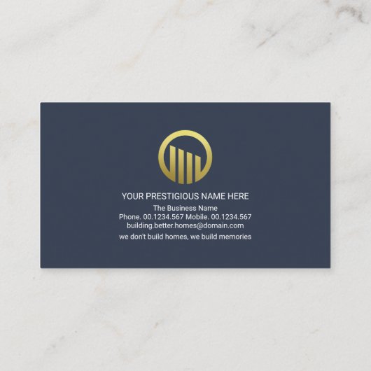 Stijlvolle Gold Rooftop Building Builder Visitekaartje (Achterkant)