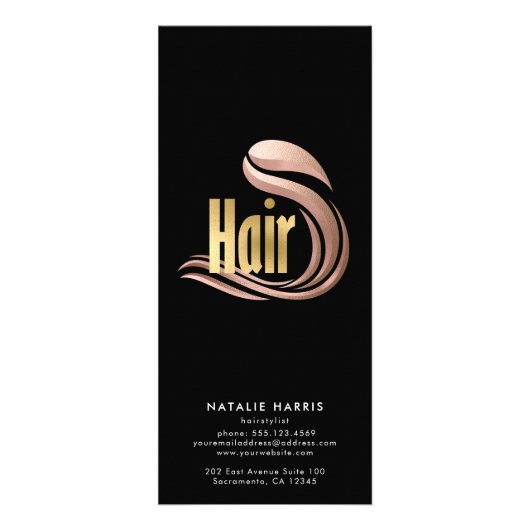 Stijlvolle Gold-, Roos Gold- en zwarte-haarprijsli Reclamekaart (Achterkant)