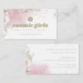 Stijlvolle Gold & Roze Waterverf Abstract Visitekaartje (Voorkant / Achterkant)