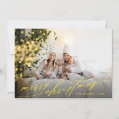 Stijlvolle Gold Script Merry-kerstfoto Feestdagenkaart (Voorkant)