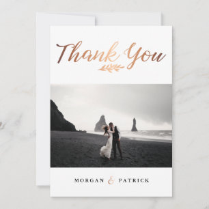 Stijlvolle Gold Script Trouwfoto Bedankkaart
