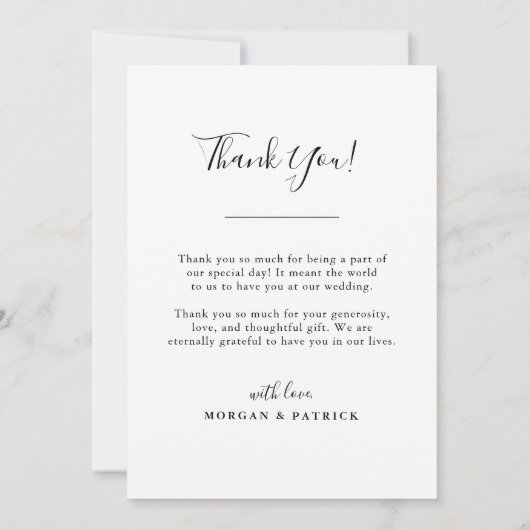 Stijlvolle Gold Script Trouwfoto Bedankkaart (Achterkant)