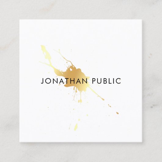 Stijlvolle Gold Splash Elegante Sjabloon Modern Vierkante Visitekaartje (Voorkant)