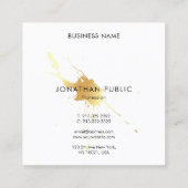 Stijlvolle Gold Splash Elegante Sjabloon Modern Vierkante Visitekaartje (Achterkant)