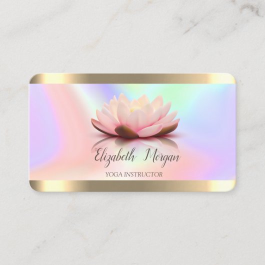 Stijlvolle Gold Stripe Holographic Yoga Visitekaartje (Voorkant)