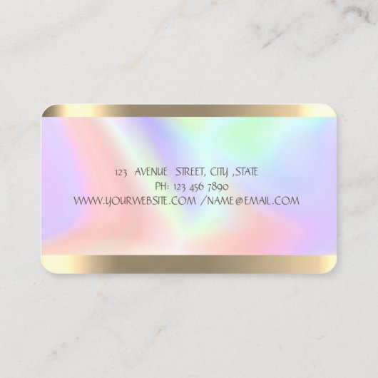 Stijlvolle Gold Stripe Holographic Yoga Visitekaartje (Achterkant)
