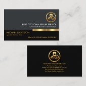 Stijlvolle Gold Tab Grey Black Chauffeur-driver Visitekaartje (Voorkant / Achterkant)