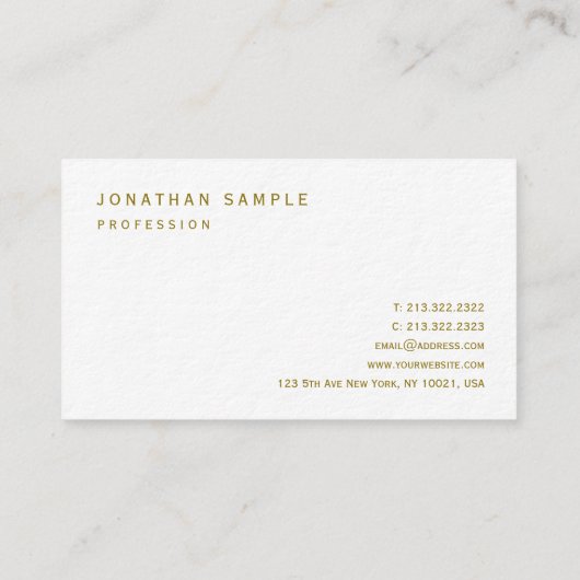 Stijlvolle Gold Text Premium Ultra Thick Luxury Visitekaartje (Achterkant)