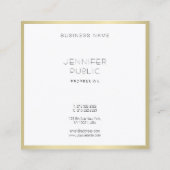 Stijlvolle Gold White Modern Minimalistische Sjabl Vierkante Visitekaartje (Achterkant)