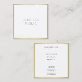 Stijlvolle Gold White Modern Minimalistische Sjabl Vierkante Visitekaartje (Voorkant / Achterkant)