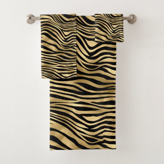 Stijlvolle Gold Zebra-afdrukken Bad Handdoek (Insitu)