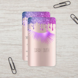 Stijlvolle Golde Rose Glitter Drips Wimpers Visitekaartje