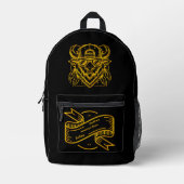 Stijlvolle Golden Bison met zonnebril en Pet Bedrukte Rugzak (Voorkant)