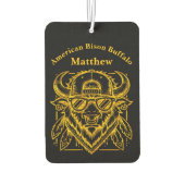 Stijlvolle Golden Bison met zonnebril en Pet Luchtverfrisser (Achterkant)