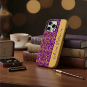 Stijlvolle Golden Damask werveling bloemen op paar Case-Mate iPhone Case
