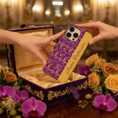 Stijlvolle Golden Damask werveling bloemen op paar Case-Mate iPhone Case