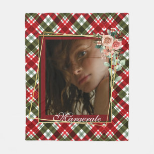 Stijlvolle Golden Floral Lijst elegante moderne fo Fleece Deken