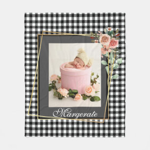 Stijlvolle Golden Floral Lijst elegante moderne fo Fleece Deken