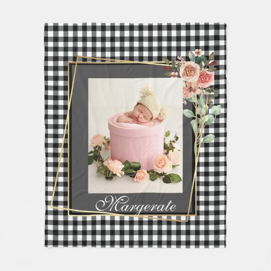 Stijlvolle Golden Floral Lijst elegante moderne fo Fleece Deken (Voorkant)