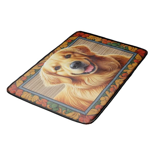 Stijlvolle Golden Retriever Dog Kleurrijk Lijst Badmat (Gekanteld)