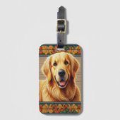 Stijlvolle Golden Retriever Dog Kleurrijk Lijst Bagagelabel (Voorkant (verticaal))