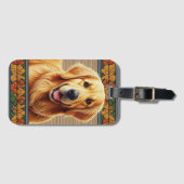 Stijlvolle Golden Retriever Dog Kleurrijk Lijst Bagagelabel (Voorkant (horizontaal))