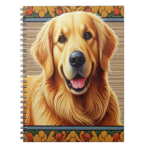 Stijlvolle Golden Retriever Dog Kleurrijk Lijst Notitieboek