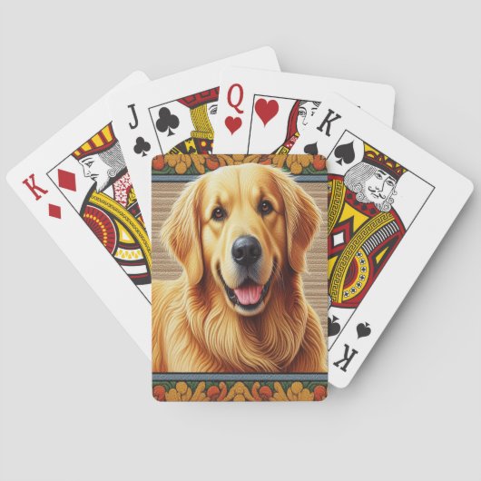 Stijlvolle Golden Retriever Dog Kleurrijk Lijst Pokerkaarten (Achterkant)