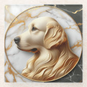 Stijlvolle Golden Retriever Marble Harmony Glazen Onderzetter (Voorkant)