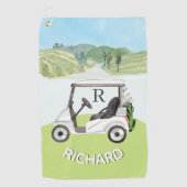Stijlvolle Golf Winkelwagen Clubs Monogram Naam Golfhanddoek (Voorkant)