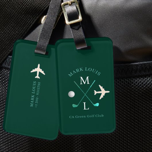 Stijlvolle Golfer Club Monogram Groen Reizen Bagagelabel