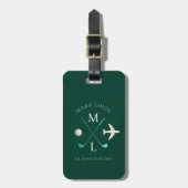 Stijlvolle Golfer Club Monogram Groen Reizen Bagagelabel (Voorkant verticaal)