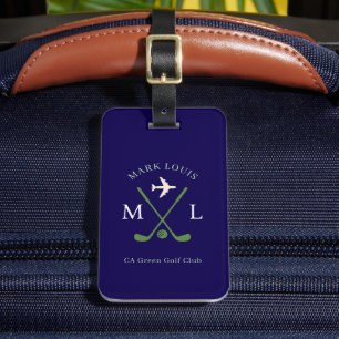 Stijlvolle Golfer Club Reis Monogram Blauwe Bagagelabel