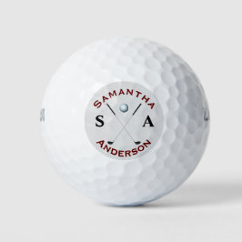Stijlvolle Golfer Monogram Cross Clubs Golfballen