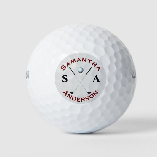 Stijlvolle Golfer Monogram Cross Clubs Golfballen (Voorkant)